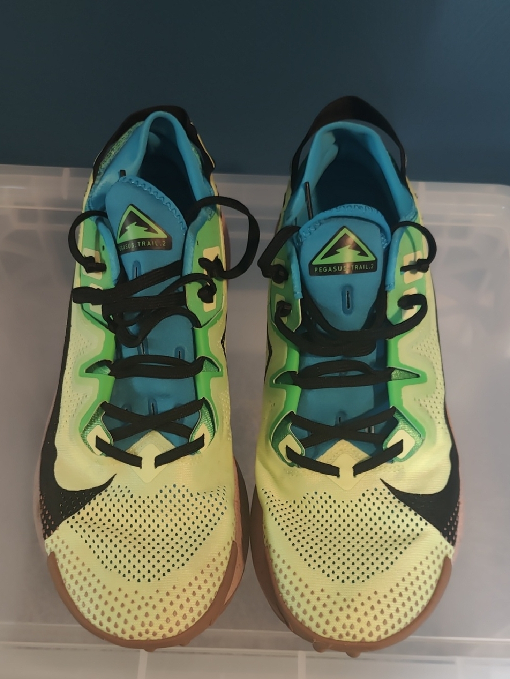 Nike Neon Green and Teal Trail Running Shoes